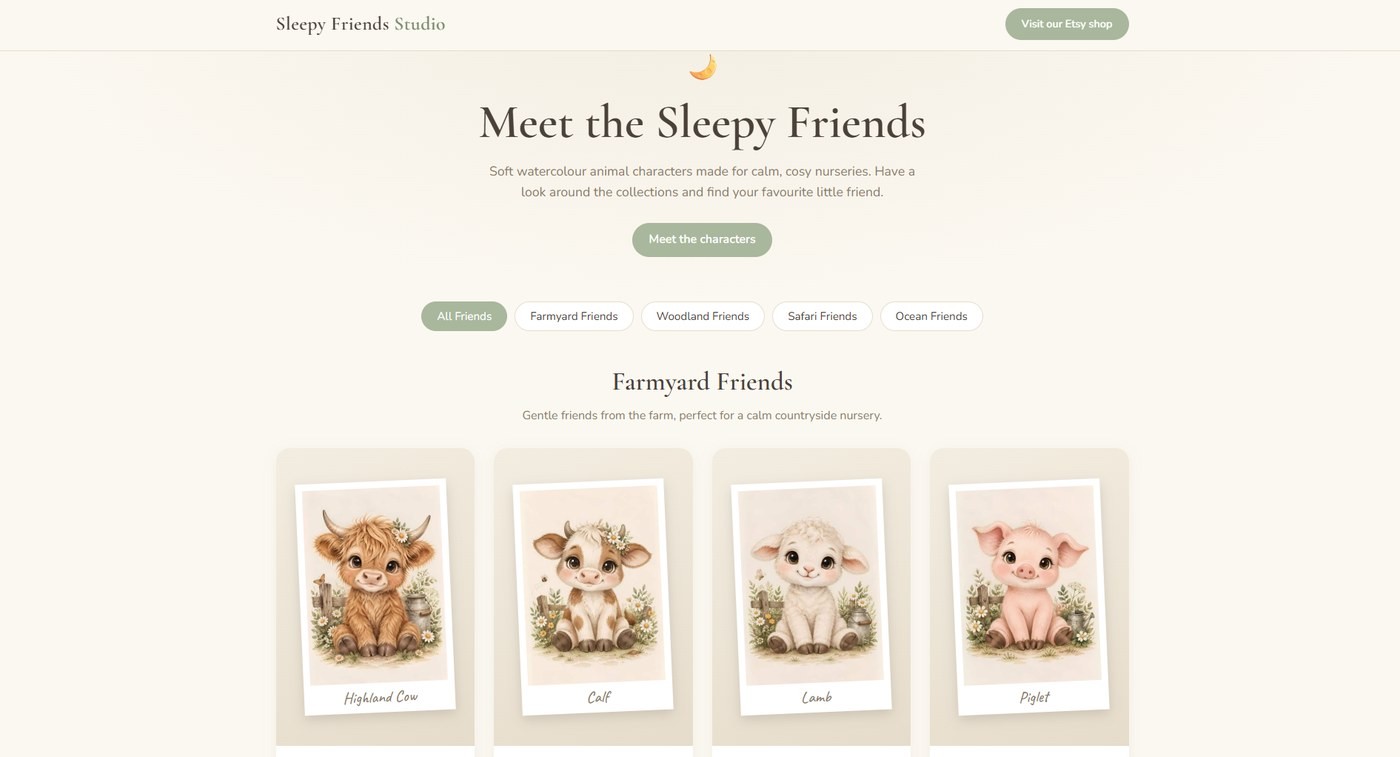 Sleepy Friends Studio website development