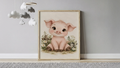 Piglet nursery artwork video thumbnail