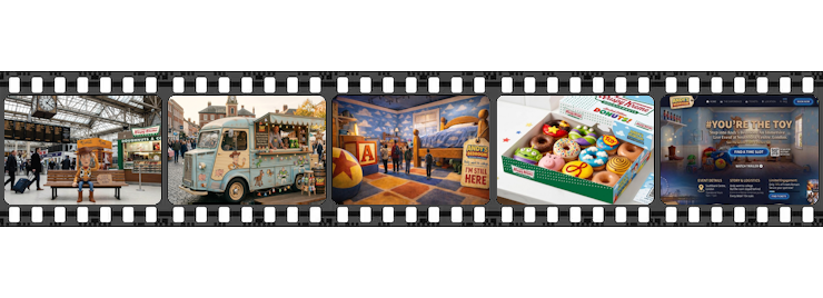 Toy Story campaign activation concepts shown as a filmstrip